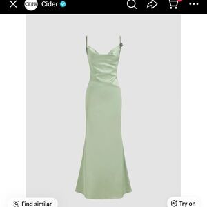 Satin Cowl Neck 3D Floral Ruched Mermaid Maxi Dress